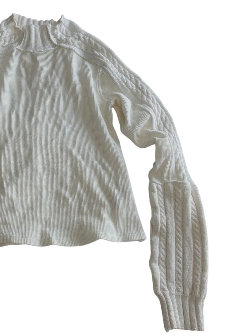 WE THE FREE FREE PEOPLE | Breezy Swit Ribbed Mock Neck Top White Cotton | S